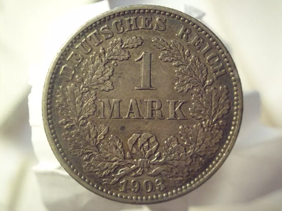 Germany-Deutsches-Reich-1-Mark-1903-G-90%-Silver-Strong-Doubling-On-The-1-And-3-/-RPD